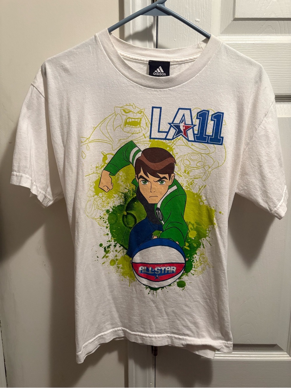 ADIDAS Ben Tennyson Anime Collab NBA All Star game rare LA 11 Graphic White Tee
